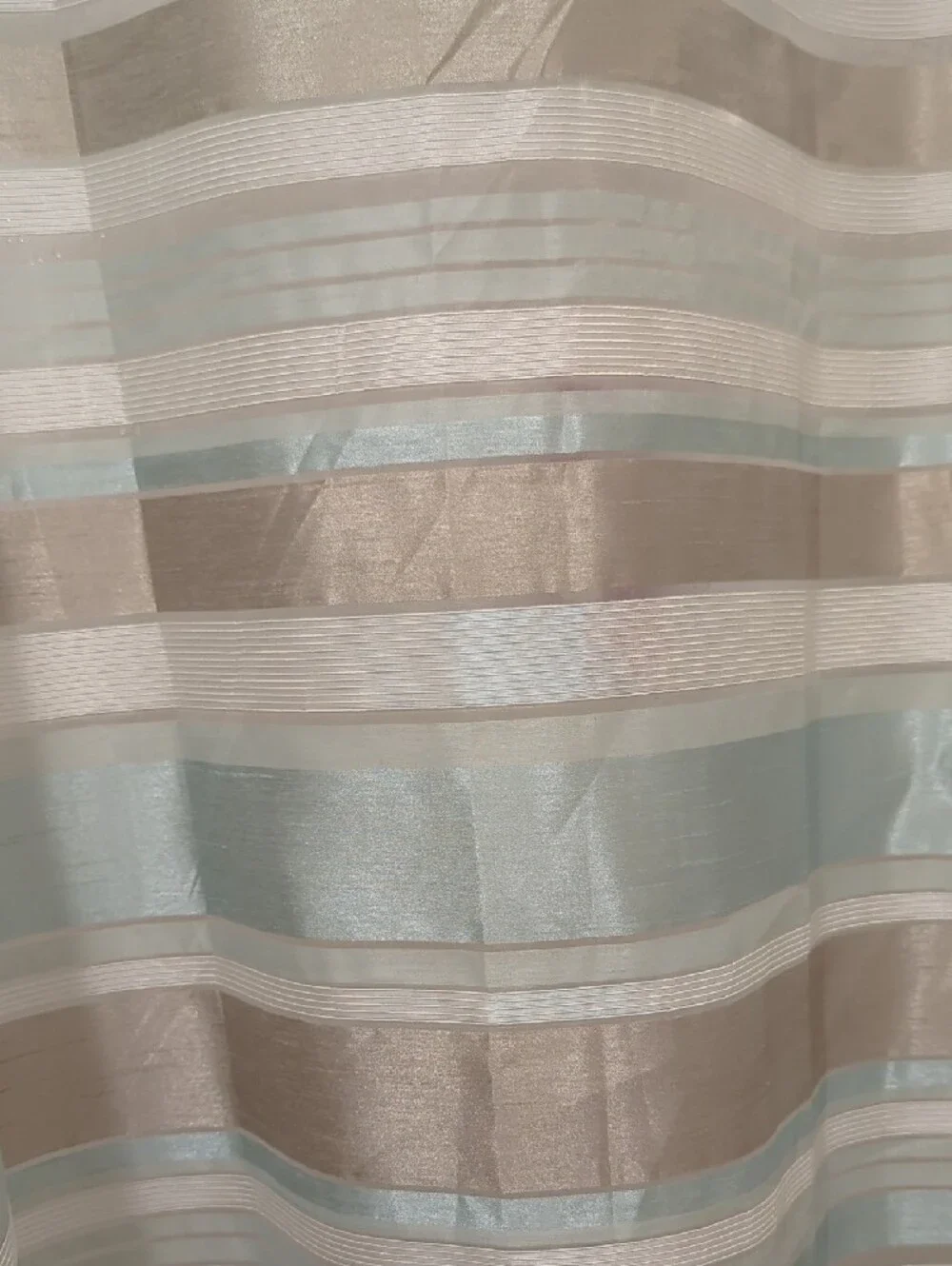 Striped Shower Curtain with Aqua and Taupe Stripes